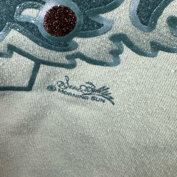 Vintage 80's Christmas Tree Sweatshirt Morning Sun Green XL - Picture 5 of 9